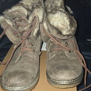 Target Lace-Up Brown Fur Boots